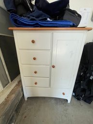 Tallboy White With Natural Top Dresser Wardrobe