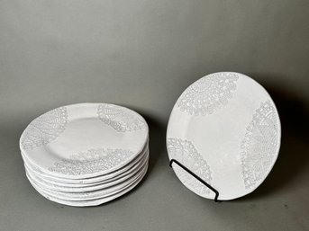 Eight Unique Doily Pattern Dinner Plates