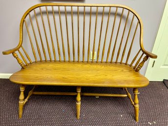 Windsor Style Pine & Oak Bench From Zimmerman Chair Shop - Lebanon, PA