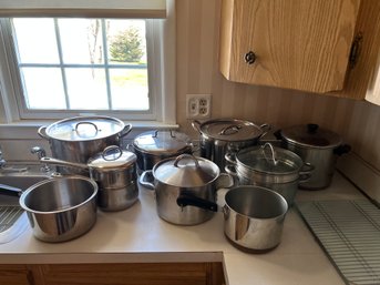 Large Group Of Pots & Lids By Calphalon & Other Various Brands