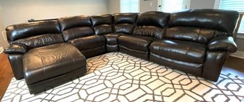 Ashley Furniture Dark Chocolate Leather Sectional With Electric Recliner