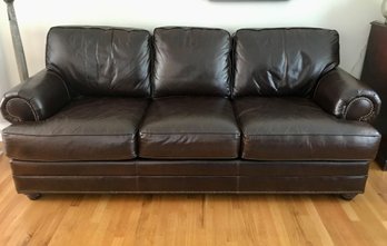 Stunning Leather Couch With Nail-head Trim