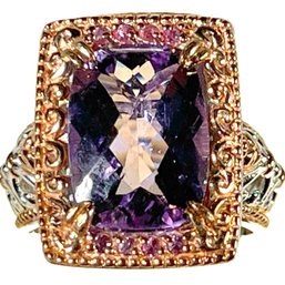 Large Beautiful Genuine Amethyst Ladies Dinner Ring Size 7