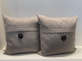 Contemporary Throw Pillows With Button Accent- A Pair