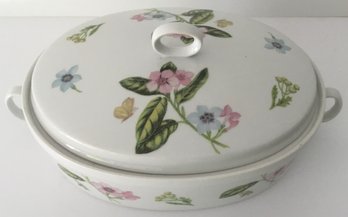Georges Briard Botanica Oval Porcelain 2 Handled Flowered Casserole Dish With Lid
