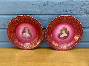 Pair German Bavarian Cabinet Plates