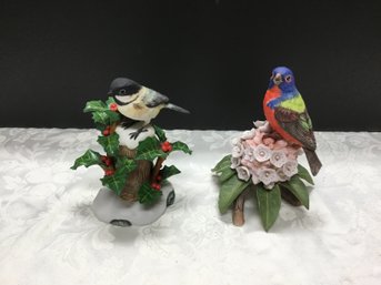 A Pair Of Franklin Mint RSPB 1981 - 1983 Limited Edition Bird Figurine - Approx. 6'h