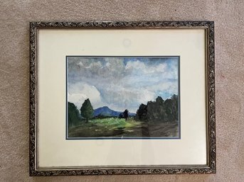 Framed Watercolor Of Landscape