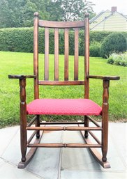 Vintage Mission Style Rocking Chair With Handmade Pillow