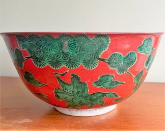 Vintage Fritz & Floyd Asian Inspired Red And Green Mixing Bowl