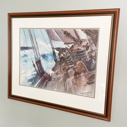 Framed James Milton Sessions 1931 Marine Watercolor