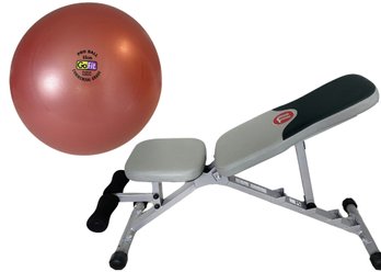 Universal UB300 Adjustable 5 Position Weight Bench & GoFit Commercial Grade Exercise Ball