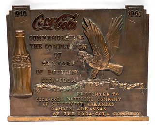 5. 1960 50 Years Of Bottling Coca Cola Bronze Plaque