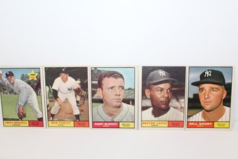 5 Vintage Yankees Topps Baseball Cards 1961