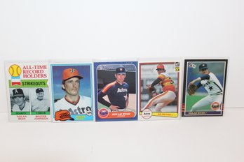 5 Card Nolan Ryan Group - 1979 Topps All-time Record Holder - Donruss '82 & '85- Fleer '86- Topps '81 #240