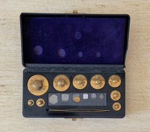 Antique Apothecary Grain & Fractional Weights Set Brass