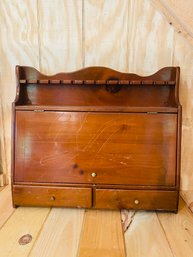 Vintage Maple Wall Mount Silverware Cabinet