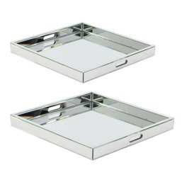 A Pair Of Mirrored Decorative Trays - 20 X 20 - Hollywood Regency