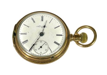 Antique Elgin Gold Filled Mens Pocket Watch Missing Case Top