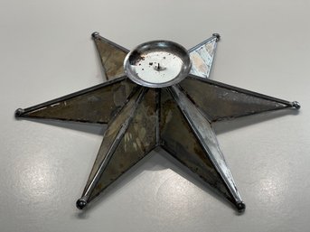 Beautifully Distressed Mercury Glass Style Star Candle Holder