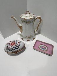 Beautiful Limoges Lot, Teapot, Covered Box, Covered Egg