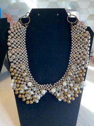 Stunning Beads, Pearl And Rhinestones Collar Necklace