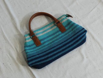 Blue Striped Stitched Purse