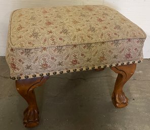Upholstered Foot Stool With Claw Feet