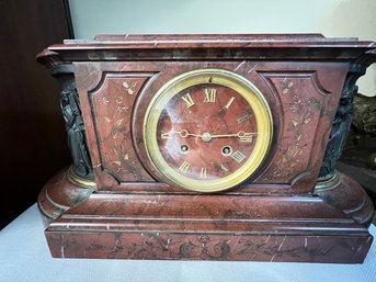 Tiffany Style Mantel Clock, Working