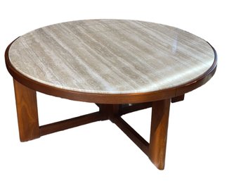 Travertine Top Round Coffee Table