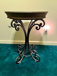 Wonderful Wrought Iron Table With Pie Crust Edge For A Planter, Or Wonderful Table