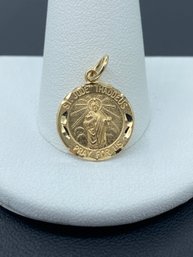 St. Jude Thaddeus Religious 'Pray For Us' 14k Yellow Gold Pendant