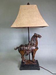 A Fantastic Vintage Carved Figural Chinese Tang Dynasty Horse Lamp