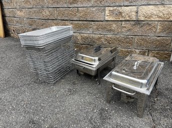 Stainless Steel Chafing Dishes And Wire And Aluminum Insert Servingware .