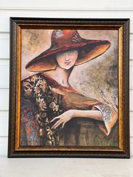 Lady Traveler By Gabrial - Original Medium Oil On Canvas