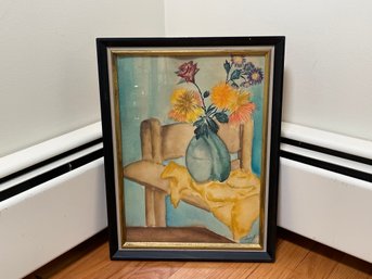 An Original Signed Watercolor Floral Scene