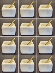 Twelve Marble Salt Cellars With Brass Spoon - New In Box (#1 Of 11)