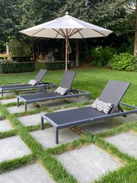 Set Three Modern Loungers In Charcoal Mesh