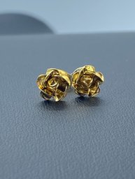 Unique Floral 'Rose' Design 14k Yellow Gold Stud Earrings