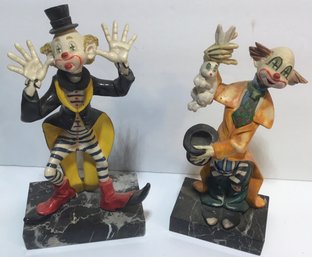 Bring In The Clowns, Figurines On Carrara Marble Bases