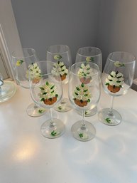 Hand Painted Wine Glasses - Set Of 6