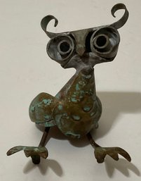 Vintage Metal Patina Owl Figurine Sitting