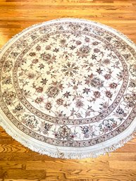 Hand Knotted Round Wool Area Carpet