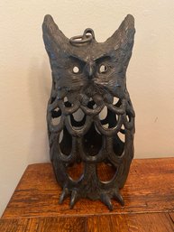 Vintage Japanese CAST IRON Owl Hanging Lantern