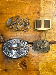 Belt Buckle Lot 1- Snake,eagle, Cowboy And Solid Brass