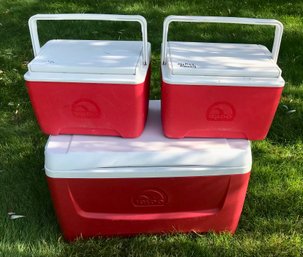 Trio Of Red IGLOO Coolers