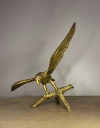 Vintage Solid Brass Bald Eagle On Branch