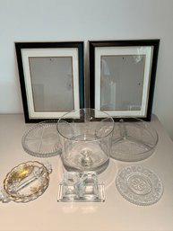 Mixed Lot Of Crystal, Glass, Frames, Compote Dish