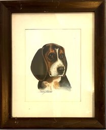 Signed Sharon Blaine Watercolor Of A Beagle