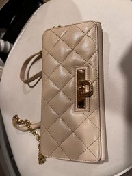 Michael Kors Cream Leather Purse With Gold Strap